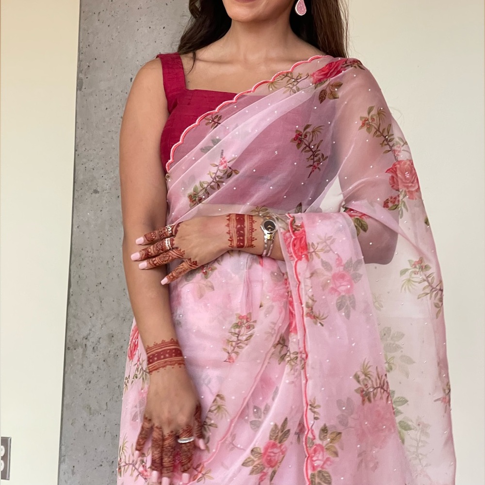 Organza Pink Saree